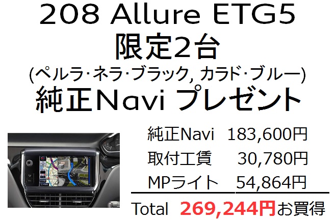 限定2台 208 Allure ETG5 特別セール