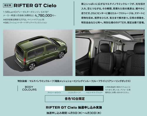 RIFTER Cielo 抽選申込30日まで！！